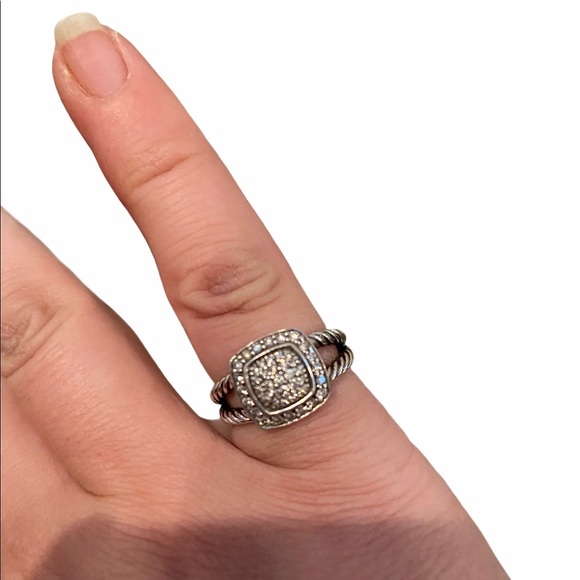 David Yurman Petite Albion pave diamond size square